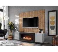 ASM Meuble TV en bois + parement mural et foyer bioéthanol - Xari - PGAS XR L2-K