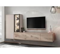 ASM Meuble TV mural en bois + placard et meuble vitrine - Clare - DVC CL