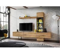 ASM Meubles de salon en bois et métal : 1 meuble TV, 1 vitrine et 1 étagère murale - FS RS