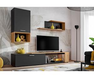 ASM Meubles de salon en bois Maze II : 1 meuble TV, 1 armoire et 1 étagère - ZWT MZ2