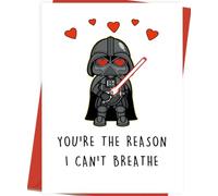 Asmallgf Jolies cartes de Saint-Valentin Star Wars pour lui, elle, Dark Vador, cadeau d'anniversaire pour mari, épouse, You're the Reason I Can't Breathe