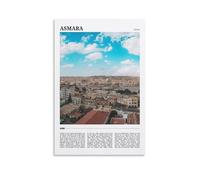 Asmara - Impressions sur toile de peintures à thème paysage urbain d'Érythrée, voyage - Affiche d'œuvre d'art pour salon, chambre à coucher, salle de bain, bureau - 40 x 60 cm