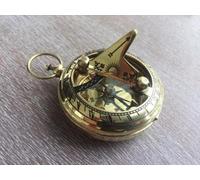 Asmara Nautique Laiton Cadran Solaire Boussole - Collier Pendentif - Vieux Vintage Antique Style Pochette