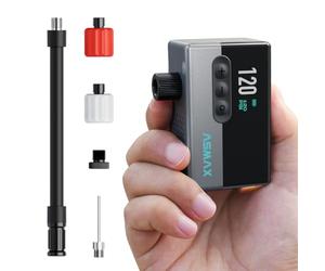ASMAX Mini Pompe à Vélo, Tiny Pump 120 PSI avec Manomètre Numérique, Écran LCD, Valve Schrader et Presta, Batterie Rechargeable, Arrêt Automatique, pour Vélo Électrique, VTT, de Ville et Route, T30