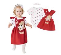 Asmea Vetement Bebe Fille Naissance Ours Ensemble Bebe Fille Manches Courte à Volants Barboteuse Bebe Fille + Robe Bebe Fille Cadeau Naissance Fille Tenue Bebe Fille Body Bebe Fille 9-12 Mois