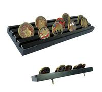 ASmileIndeep Porte-pièces de monnaie militaire en bois, 4 rangées pouvant contenir 35 pièces de monnaie, support de pièces de monnaie militaire pour bureau, porte-monnaie de défi, collecteur, finition