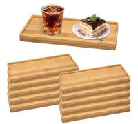 ASMIZ 10 Pcs Plateaux de Service en Bambou, 28 x 10 cm Petits Plateaux en Bois pour Maison, Fromage, Fruits, Légumes, Charcuterie, Apéritif, Plateau de Présentation
