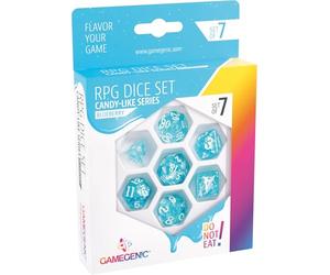 Asmodee - Gamegenic - Candy-Like Series -Blueberry (Myrtille) - Set de 7 Dés JDR - Accessoire pour Jeux de société - Jeux de dés