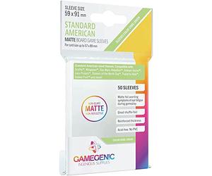 Asmodee - Gamegenic - Prime Sleeves - 50 protège-Cartes - Transparent - Aspect Mat - Standard Américain 59x91mm - Color Code : Green - Jeu de société - Accessoire GG1066