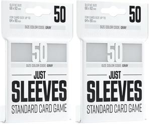 Asmodee Just Sleeves | 50 protège-Cartes | Dos Opaque Coloris Blanc | Aspect Brillant | Format Standard 66x92mm | Color Code Gray | Jeu de société | Accessoire (Lot de 2)