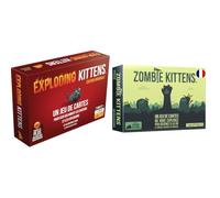 Asmodee Lot de Exploding Kittens Jeu de Base - Jeu de Cartes d'Ambiance Hilarant Zombie Kittens - Jeu d'Ambiance pour Enfants dès 7 Ans - 15 Min
