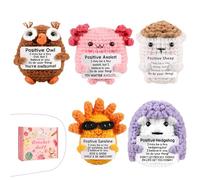 ASMPCUE 5er/Set Poupées au Crochet Positives, Positive Potato Série de poupées Idée Cadeau Femme et Homme, Anniversaire, Collègue, Noël, Saint-Valentin, Positive Animals Le hérisson, La Chouette