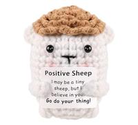 ASMPCUE Cadeaux de moutons positifs avec carte positive, poupée créative en laine tricotée, grenouille positive pour soulager le stress, jouets moelleux, cadeau de courage, cadeau de bienvenue pour