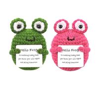 ASMPCUE Positive Grenouille Gift, Front Card Attached, Creative Knit Wool Doll Positive Grenouille Decompression Plush Toy Door - Happiness Gift of Courage
