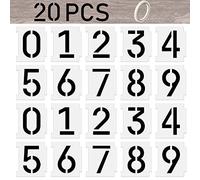 ASMPIO Kit de pochoirs de 5,1 cm pour numéro d'adresse, 20 pochoirs réutilisables en Mylar de 14 mm avec ruban de masquage pour peinture sur route, mur, bois, boîte aux lettres (5,1 cm de haut)