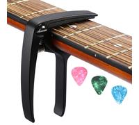 Asmuse Capodastre Guitare 3Pcs Unique Utilisation à Une Main Changement Rapide en Alliage d'aluminium Noir Capos pour Ukulélé Guitare Acoustique Electrique Basse