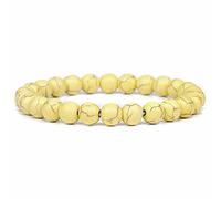 ASNAT Bracelet en pierre naturelle Hommes Perles Bracelet Mixte Coloré Perles Bracelets Simple Elastic Strand Bijoux Hommes Femmes 8mm, Jaune Howlite, 19cm