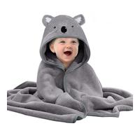 Asnewkit Serviette à capuche pour bébé, motif animal unique, serviette de bain avec capuche, douce et absorbante, pour nouveau-né, garçon et fille, koala gris, 80 x 80 cm