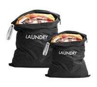 Asnews Sac à Linge Sale, Lot de 2 - Nylon Imperméable Sac, Pliables Sac à Linge Sale de Voyage, Laundry Bag Wet Dry Bag pour Les Camps et Vacances,Noir