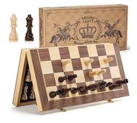 ASNEY Jeu D'Échecs Magnétique Amélioré, Jeu D'Échecs en Bois De Tournoi De 15 "Staunton avec Pièce D'Échecs Artisanale Et Emplacements De Rangement pour Enfants Adultes