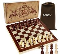 Asney Upgraded Magnetic Chess Set, 12 X 12 Folding Wooden Chess Set With Magnetic Crafted Chess Pieces, Chess Game Board Set With Storage Slots, Includes Extra Kings, Queens And Carry Bag