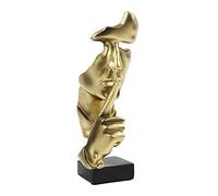 Asng Sculpture créative abstraite représentant un homme, Keep Silence, Statue, Penseur, Décoration de bureau ou de maison (doré)
