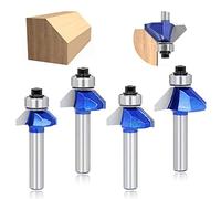 ASNOMY 4 Pcs 8mm Tige Fraise à Chanfreiner à 45 degrés, répans de Chanfrein Bit de Routeur pour le Chanfreinage du Bois Outil de Coupe à Découper