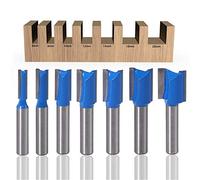 ASNOMY 7Pcs Fraise droite à queue de 8 mm, 6mm 8mm 10mm 12mm 14mm 18mm 20mm de diametre Fraise à Bois Routeur à Coupe Droite Flush Trim Pattern Router Pour le Travail du Bois