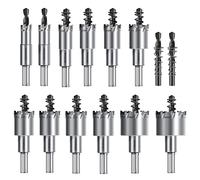 ASNOMY Kit de 14 scies cloches TCT de 12,7mm - 54mm - Scie Cloche En carbure de tungstène Pour métal, acier inoxydable, fer, bois, plastique - Avec 2 forets pilotes supplémentaires