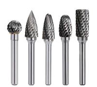 ASNOMY Kit de 5pcs Fraises Rotatives en Carbure de Tungstène Double Coupe Tige 6mm Tête 10mm Outil Perceuse Ponceuse Electrique Pour la sculpture sur métal, le polissage, la gravure