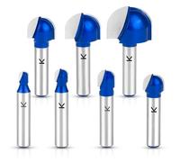 ASNOMY Lot de 7 fraises à gorge creuses en métal dur - Tige de 8 mm - Fraise à billes - Bois rond - Pour le travail du bois - 6/8/10/12/16/20/25,4 mm