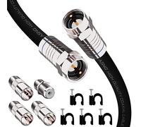 ASNQ Cable Coaxial TV RG6 - Cable Antenne TV 15m avec Connecteurs 75 OHM - Câble TV Numériquey, Premium à Haut Débit, Pour Internet, Parabole Satellite - Cable tele Inclut 4 Adaptateur Antenne TV