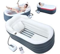 ASnwpaK Baignoire Gonflable avec Coussin De Massage à Bulles, Baignoire De Massage Surf Pliable, 60 Coussins d'air De Massage + 88 Jets d'air, avec Housse Isolante IndéPendante + TéLéCommande