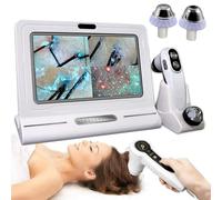 ASnwpaK DéTecteur De Follicules Pileux du Cuir Chevelu (Contraste 4 éCrans), Analyseur De Peau 50x 200x, avec éCran HD 11" - 10 Megapixels, MéMoire 32g, pour Les Soins du Visage, La Coiffure