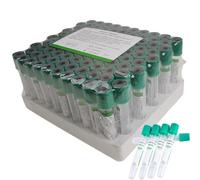 ASnwpaK Lot de 100 Tubes Vacutainer en Verre, Tubes De PréLèVement D'HéParine Sodique/Lithium De 3ml 5ml 10ml, Tubes De Laboratoire avec Bouchons à Vis Verts,10ml