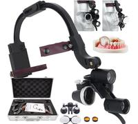 ASnwpaK Loupe Dentaire 2,5X/3,5X, Lampe Frontale LED 5W, Bandeau RéGlable, Distance De Travail 420mm/320mm, pour Examen Buccal Et éClairage,3.5X