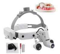 ASnwpaK Loupes Dentaires, Lampe Frontale à Lentille Grossissante, Lampe Frontale 5W + Lentille Grossissante 2,5X/3,5X, Luminosité RéGlable, Champ De Vision 60mm/130mm, Dentisterie, Laboratoire,3.5X