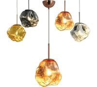 ASnwpaK Lustre en Lave - 23 X 20 Cm, Lustre en Verre IrréGulier à LED, avec Corde De Suspension RéGlable De 150 Cm, Plafonnier à LumièRe Chaude pour La Maison, DéCoration De Café,D