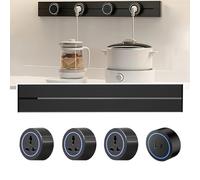 ASnwpaK Multiprise Murale, Rail 8000W + Prise Universelle Amovible Trois Trous/USB + Type C, avec LumièRe LED Douce, pour Cuisine, Bureau,Black-50cm