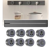 ASnwpaK Multiprise Murale, Rail 8000W + Prise Universelle Amovible Trois Trous/USB + Type C, avec LumièRe LED Douce, pour Cuisine, Bureau,Grey-100cm
