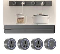 ASnwpaK Multiprise Murale, Rail 8000W + Prise Universelle Amovible Trois Trous/USB + Type C, avec LumièRe LED Douce, pour Cuisine, Bureau,Grey-50cm