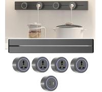 ASnwpaK Multiprise Murale, Rail 8000W + Prise Universelle Amovible Trois Trous/USB + Type C, avec LumièRe LED Douce, pour Cuisine, Bureau,Grey-60cm