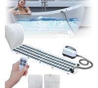 ASnwpaK Tapis De Bain Massant Surf (114 Buses à Bulles), Machine à Bulles De Baignoire, avec Oreiller Gonflable + TéLéCommande, RéGlage à 6 Vitesses, pour Un Massage Complet du Corps,114cm