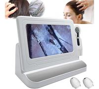 ASnwpaK Testeur De Cuir Chevelu, Analyseur De Follicules Pileux avec 2 Sondes (50x/200x) + éCran 11" HD LCD, 1000W Pixels, pour Salon De Coiffure, Testeur De Follicules/Calpes,Silver