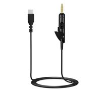 Asobilor QC15 Câble USB-C vers jack 3,5 mm pour casque Bose QuietComfort 15 QC2, câble audio de rechange de type C, stéréo, sans microphone, 1,8 m, noir