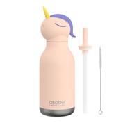 Asobu Bestie Bouteille d'eau isotherme en acier inoxydable avec paille Motif licorne 460 ml