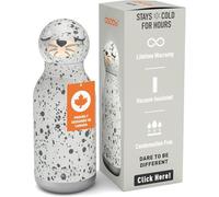 asobu Bestie Bouteille d'eau isotherme en acier inoxydable avec tête d'animal souple amovible pour enfants et adolescents avec paille flexible réutilisable 473,6 g (blanc sceau)