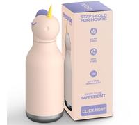 asobu Bestie Bouteille d'eau isotherme en acier inoxydable avec tête d'animal souple amovible pour enfants et adolescents avec paille flexible réutilisable 473,6 g