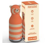 asobu Bestie Bouteille en acier inoxydable avec paille à rabat étanche Motif panda rouge 500 ml