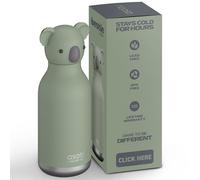 asobu Bestie Gourde isolée en acier inoxydable avec tête d'animal souple amovible pour enfants et adolescents avec paille flexible réutilisable (coala)